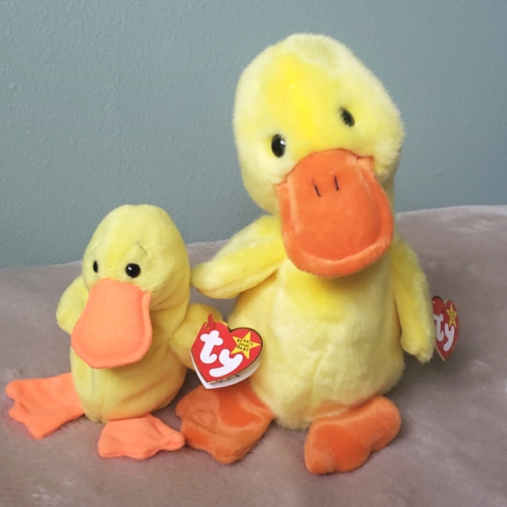 Quackers Buddy & Beanie Set 🦆Ty Plush Yellow Ducks🦆 Gift Toy Collectible, NWT